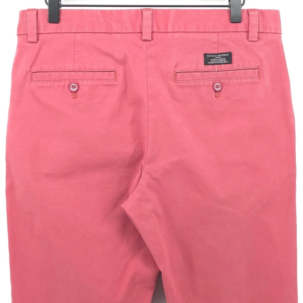 Banana Republic Mens Pants Aiden Chino 32x32 Salmon Pink Slim Fit Casual